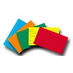 Asst. Primary Colors Ruled Index Cards 3x5'' 75/Pk.